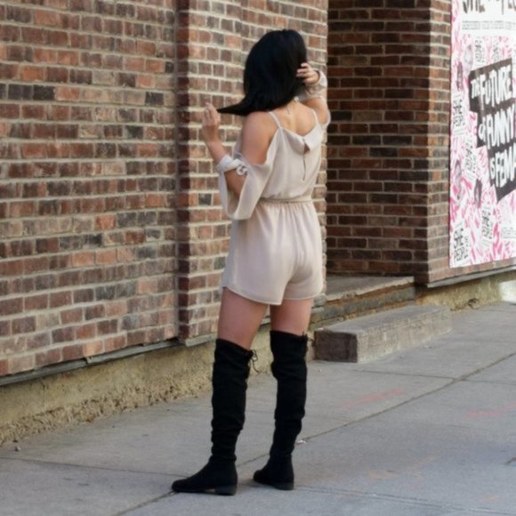 Long Sleeve Cold Shoulder Dressy Romper Playsuit - Picture 2 of 5